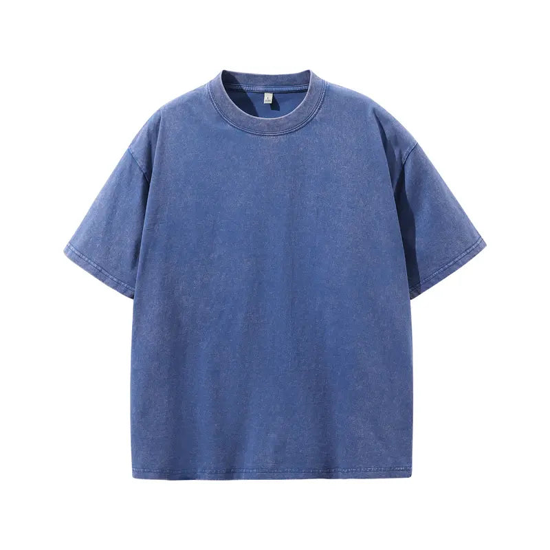 Men's Vintage Washed Cotton Streetwear T-Shirts, 2/4-Pack Oversized Plain Round Neck Bundle Short-Sleeve Tops with Cotton Build for Daily Rotation, Men's T Shirts