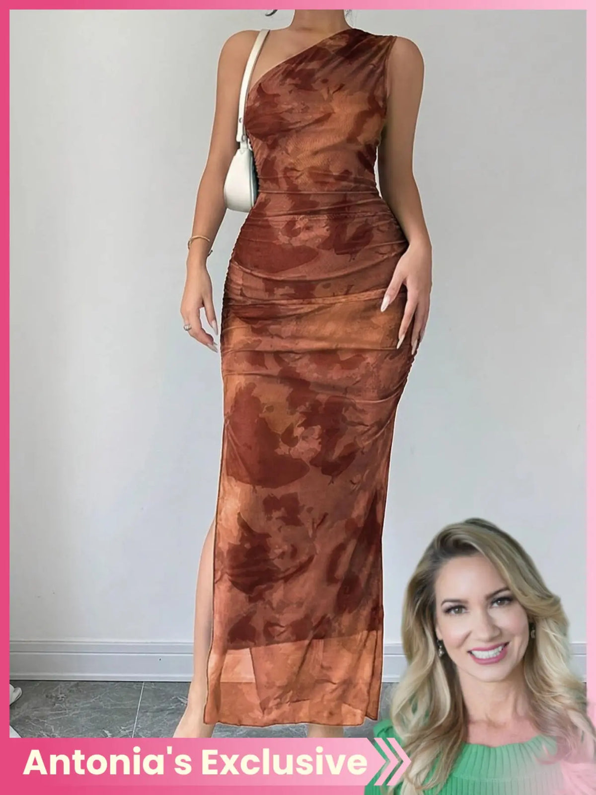 Women's Graphic Print Asymmetrical Neck Dress, Elegant Slim Sleeveless Split Dress Formal Wear for Party, Holiday and Wedding Guest, Ladies Summer Clothes