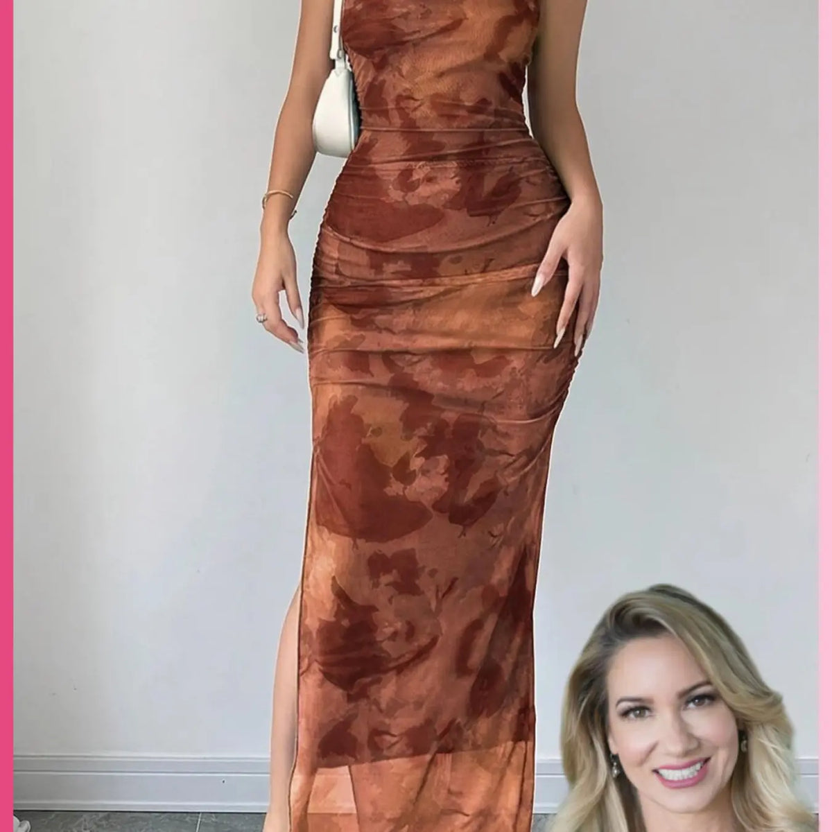 Women's Graphic Print Asymmetrical Neck Dress, Elegant Slim Sleeveless Split Dress Formal Wear for Party, Holiday and Wedding Guest, Ladies Summer Clothes