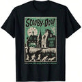 Classic Men's T Shirts in Soft Breathable Cotton Fabric, Unisex Loose Fit Graphic Tee with Scooby-Doo Scary House Movie Poster, Print, Casual, Menswear, Male Clothing, Cartoon Lovers, Shortsleeve, Round Neck, Crew Neck, Top, Tops, Men’s Clothes