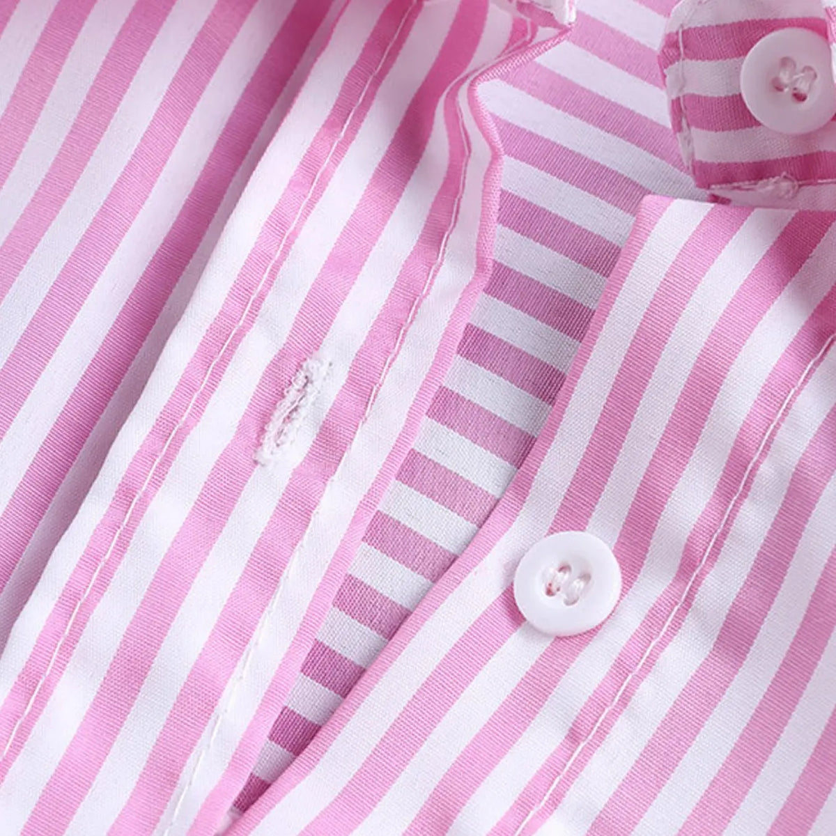 Spring & Summer Women's Striped Long Sleeve Shirt, Casual Versatile Commute Medium-Length Blouse with Buttons, Fashionable Daily Wear Top, Button Front Top